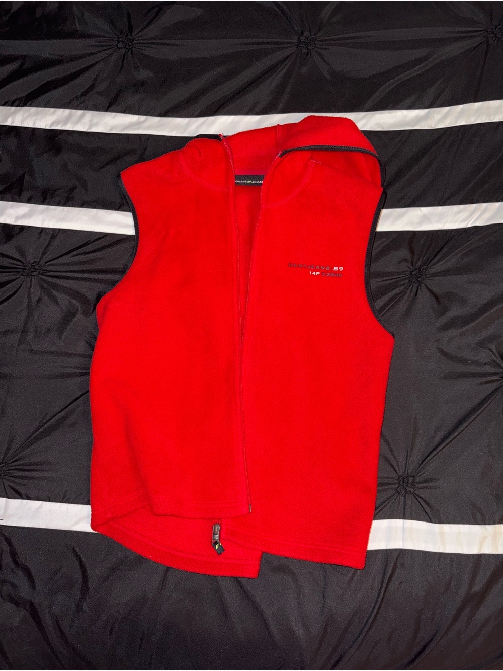 DKNY Red Fleece Logo Vest
